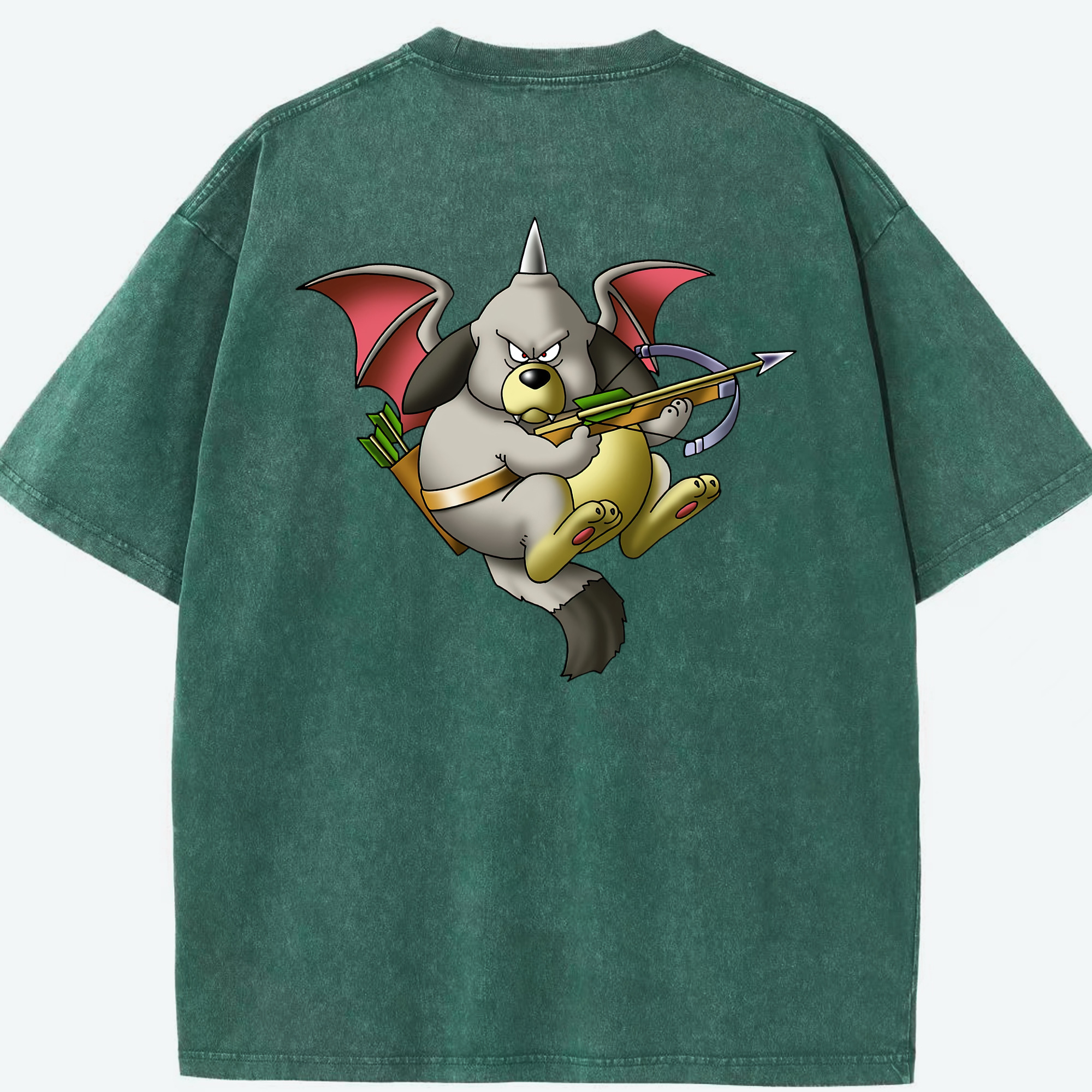 （画像用） ドラゴンクエスト Doragon Kuesuto Dragon Quest 綿100% ヴィンテージ風 半袖Tシャツ（背面プリント）